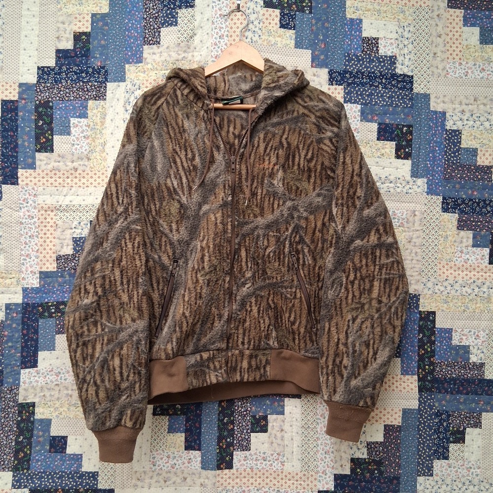 Vintage Cabelas True Timber Lightweight Berber Hooded Jacket Size XL Mid Layer